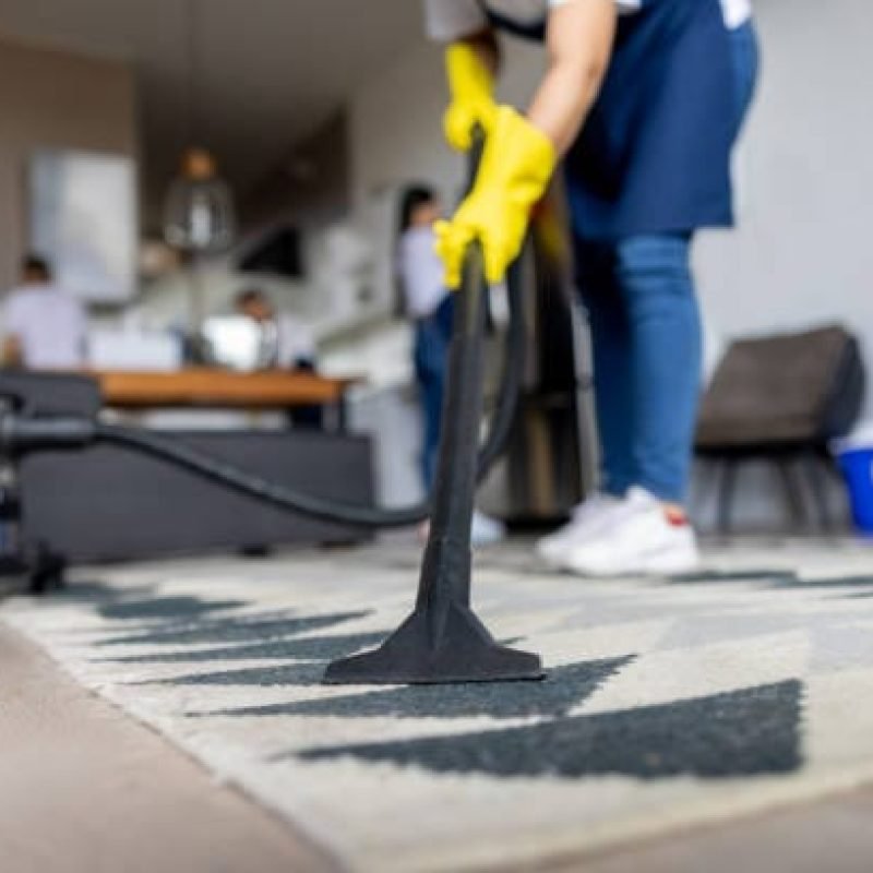 istockphoto-1417833187-612×612 Close-up on a professional cleaner vacuuming a carpet while working at an apartment - housework concepts